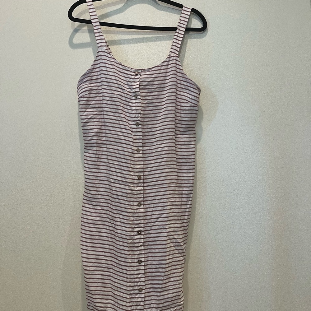 Artisan Ny Striped Dress - Burgundy and White